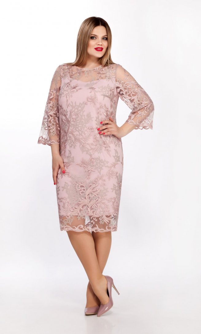 Платье LaKona 969 розовое с серебром